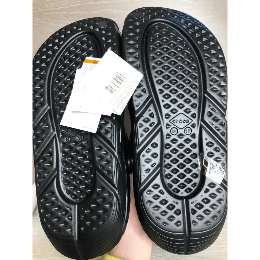 Crocs Unisex Adult Off Grid Clog, Men's Size 11 All Black Slip-On Shoes NEW